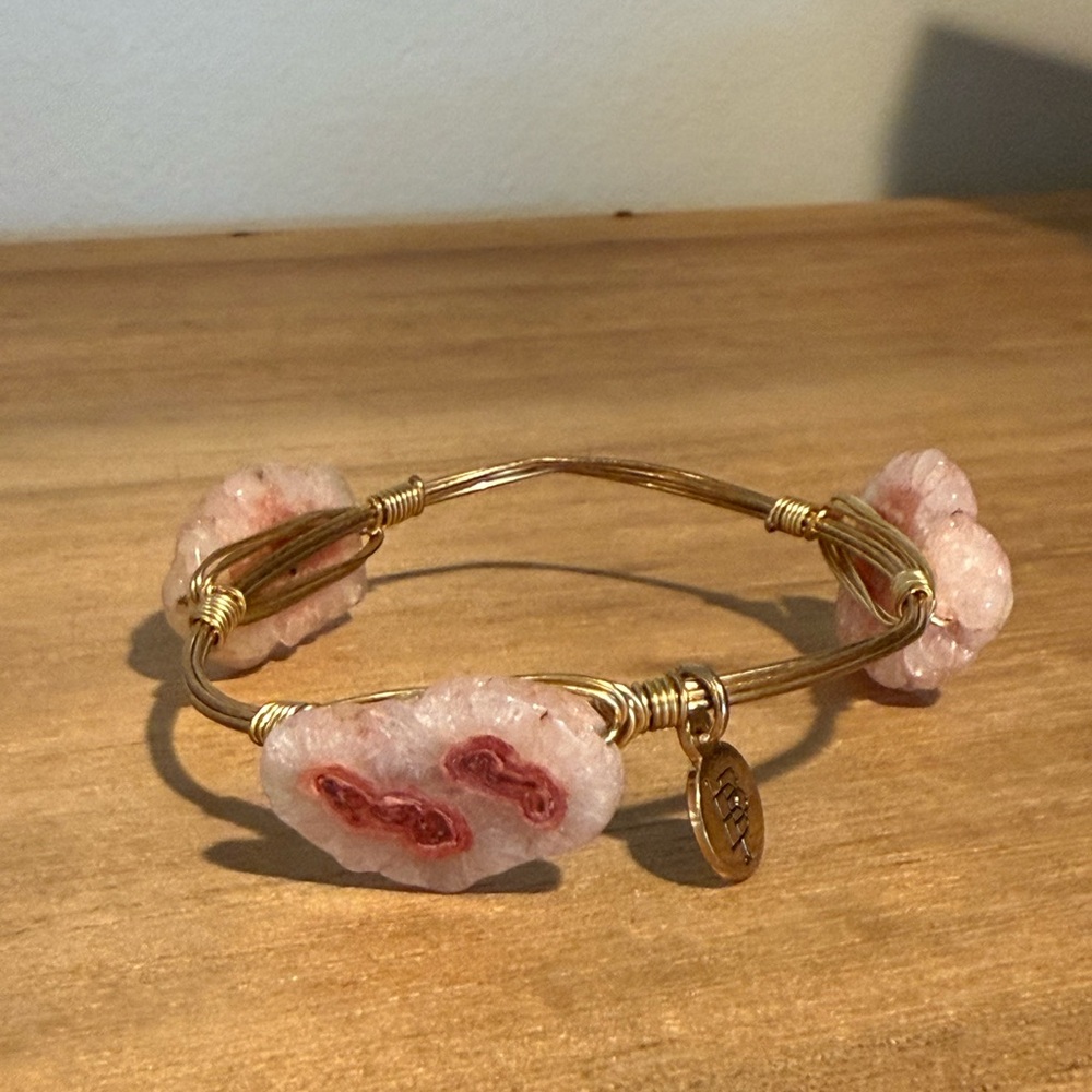Bourbon and Boweties Gold and Pink Wire Bracelet